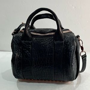 Alexander Wang Rocco Black Leather Rose Gold Studded Duffle Handbag